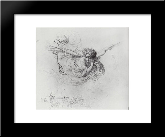 Flying Angel Mourning Victims Of The Inquisition 20x24 Black Modern Wood Framed Art Print Poster by Bryullov, Karl