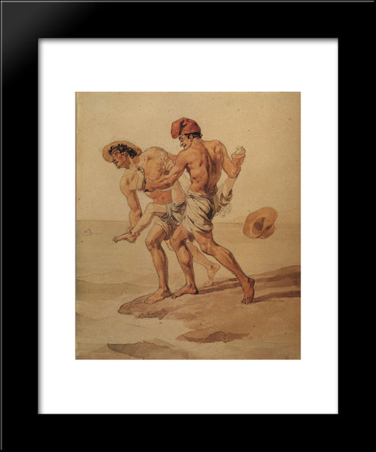 Forced To Swim 20x24 Black Modern Wood Framed Art Print Poster by Bryullov, Karl