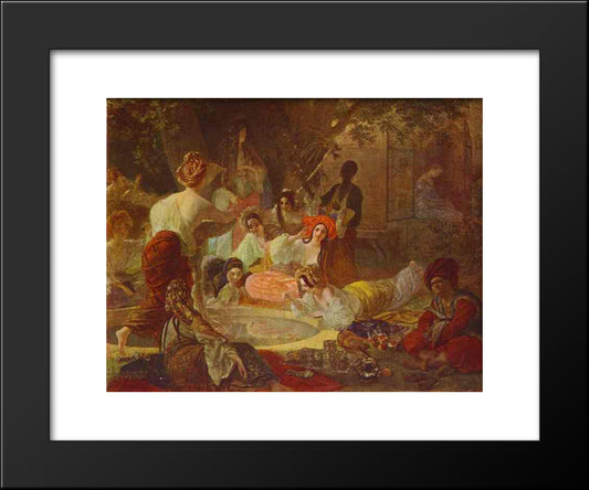 Fountain In Bakhchi-Sarai 20x24 Black Modern Wood Framed Art Print Poster by Bryullov, Karl