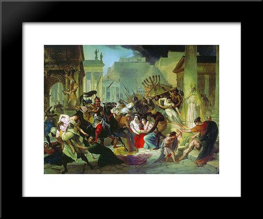 Genserich'S Invasion Of Rome 20x24 Black Modern Wood Framed Art Print Poster by Bryullov, Karl