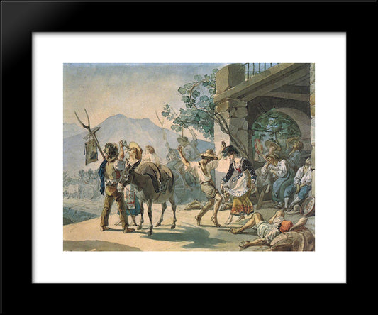 Grape Harvest Celebration 20x24 Black Modern Wood Framed Art Print Poster by Bryullov, Karl