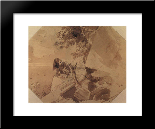 Greek Lying On A Rock 20x24 Black Modern Wood Framed Art Print Poster by Bryullov, Karl