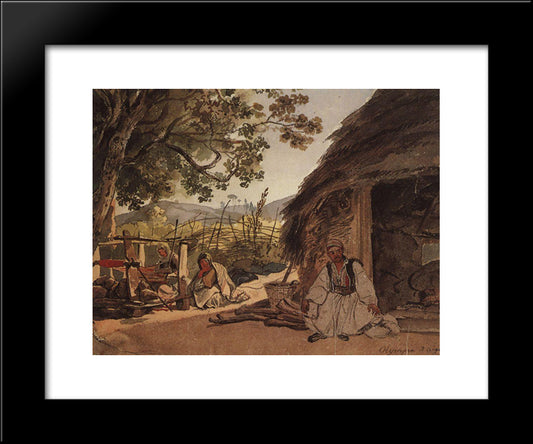 Greek Morning In Myraca 20x24 Black Modern Wood Framed Art Print Poster by Bryullov, Karl