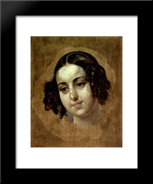 Head A Girl 20x24 Black Modern Wood Framed Art Print Poster by Bryullov, Karl