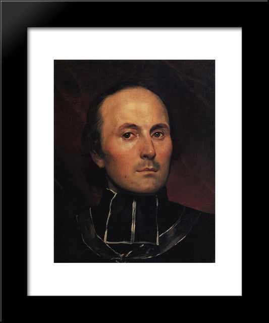 Head Of An Abbot 20x24 Black Modern Wood Framed Art Print Poster by Bryullov, Karl