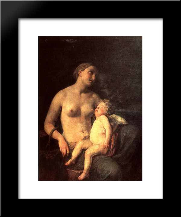 Hope Feeding Love 20x24 Black Modern Wood Framed Art Print Poster by Bryullov, Karl