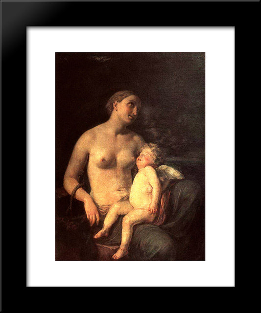 Hope Feeding Love 20x24 Black Modern Wood Framed Art Print Poster by Bryullov, Karl