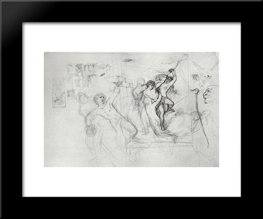 Hylas, Carried Along By The Nymphs In Water 20x24 Black Modern Wood Framed Art Print Poster by Bryullov, Karl