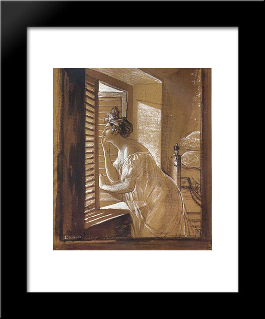 Italian Woman Blowing A Kiss 20x24 Black Modern Wood Framed Art Print Poster by Bryullov, Karl