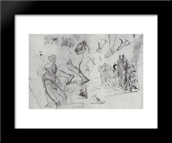 Kleobis And Biton 20x24 Black Modern Wood Framed Art Print Poster by Bryullov, Karl