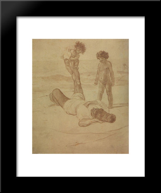 Lazzaroni And Children 20x24 Black Modern Wood Framed Art Print Poster by Bryullov, Karl