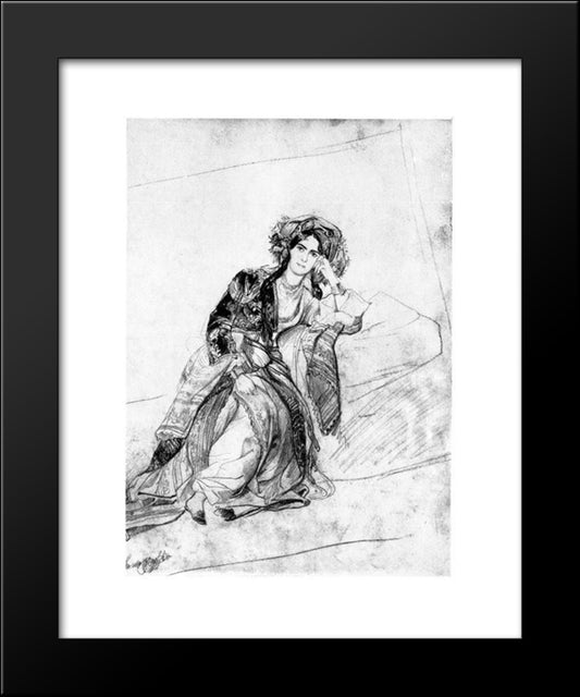 M.P. Volkonskaia 20x24 Black Modern Wood Framed Art Print Poster by Bryullov, Karl
