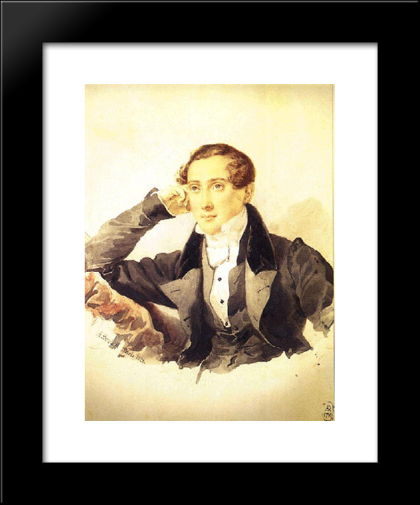 Male Portrait 20x24 Black Modern Wood Framed Art Print Poster by Bryullov, Karl