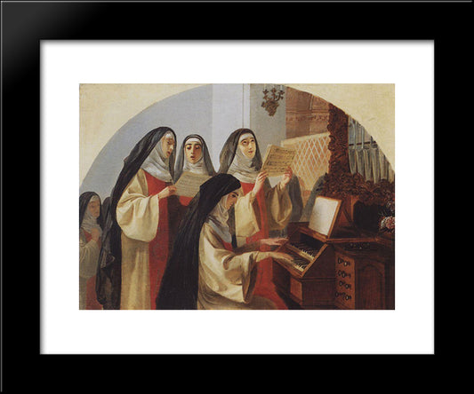 Nuns Convent Of The Sacred Heart In Rome 20x24 Black Modern Wood Framed Art Print Poster by Bryullov, Karl
