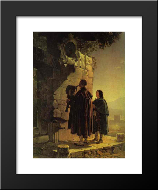 Pifferary In Front Of Madonna 20x24 Black Modern Wood Framed Art Print Poster by Bryullov, Karl