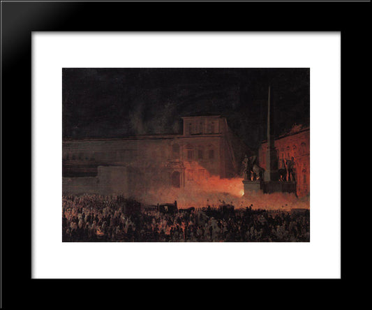 Political Demonstration In Rome In 1846 20x24 Black Modern Wood Framed Art Print Poster by Bryullov, Karl