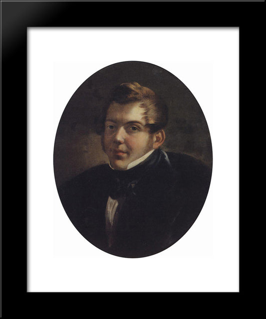Portrait Of An Architect M.O. Lopyrevskiy 20x24 Black Modern Wood Framed Art Print Poster by Bryullov, Karl