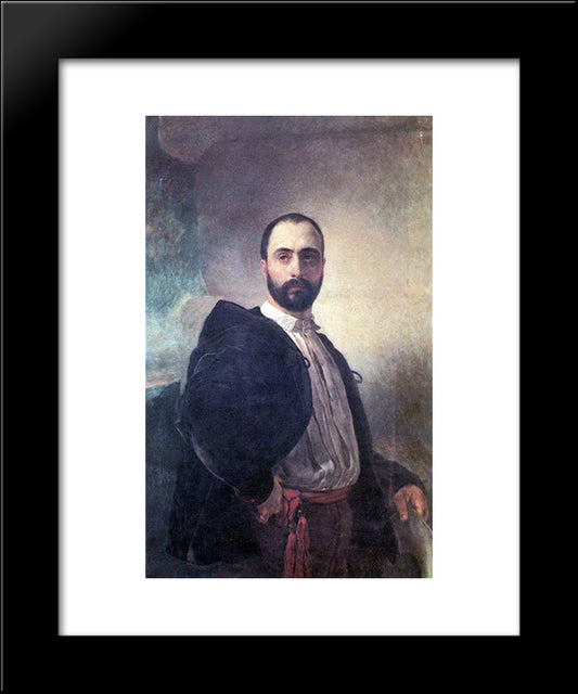 Portrait Of Angelo Tittoni 20x24 Black Modern Wood Framed Art Print Poster by Bryullov, Karl