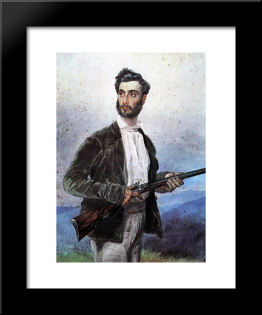 Portrait Of Antonio Tittoni 20x24 Black Modern Wood Framed Art Print Poster by Bryullov, Karl