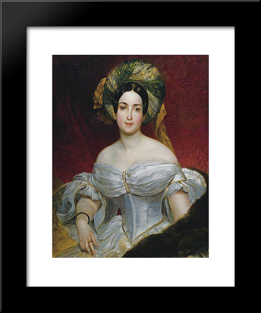 Portrait Of Aurora Demidova 20x24 Black Modern Wood Framed Art Print Poster by Bryullov, Karl