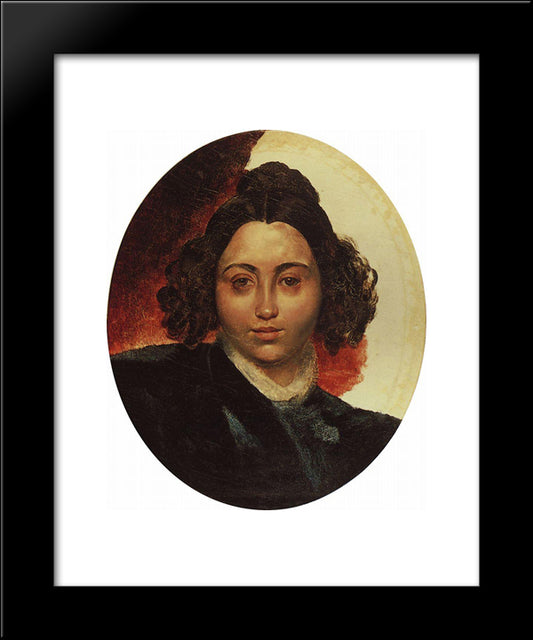 Portrait Of Baroness I. I. Klodt 20x24 Black Modern Wood Framed Art Print Poster by Bryullov, Karl