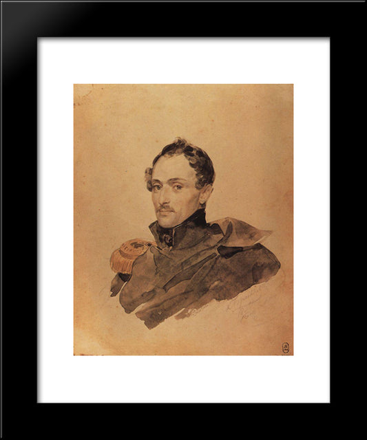 Portrait Of Captain A. M. Kostinich 20x24 Black Modern Wood Framed Art Print Poster by Bryullov, Karl