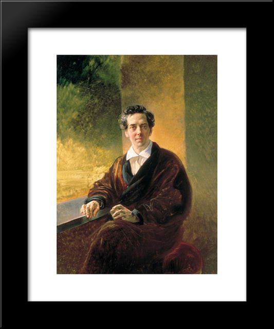 Portrait Of Count A. A. Perovsky (The Writer Anton Pogorelsky) 20x24 Black Modern Wood Framed Art Print Poster by Bryullov, Karl