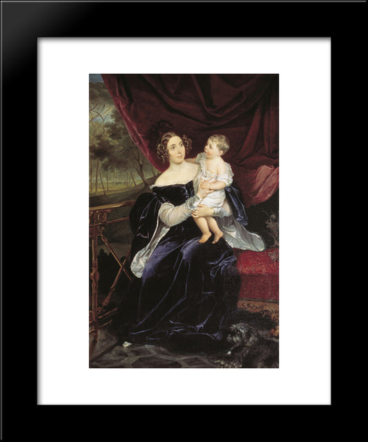 Portrait Of Countess O. I. Orlova-Davydova And Her Daughter 20x24 Black Modern Wood Framed Art Print Poster by Bryullov, Karl