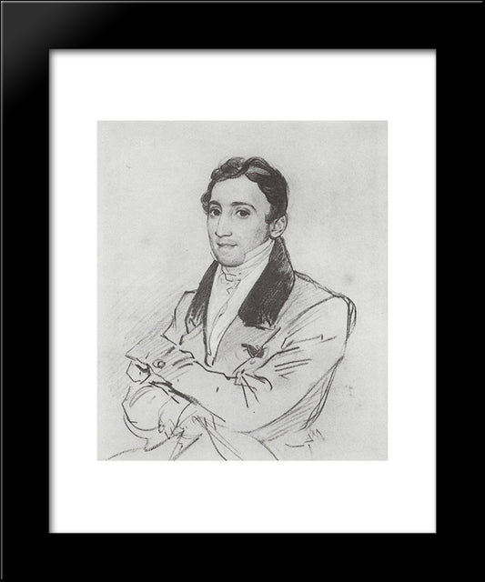 Portrait Of F. D. Gverazzi 20x24 Black Modern Wood Framed Art Print Poster by Bryullov, Karl