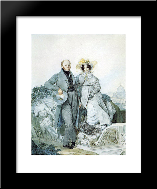 Portrait Of G. N. And V. A. Olenin 20x24 Black Modern Wood Framed Art Print Poster by Bryullov, Karl