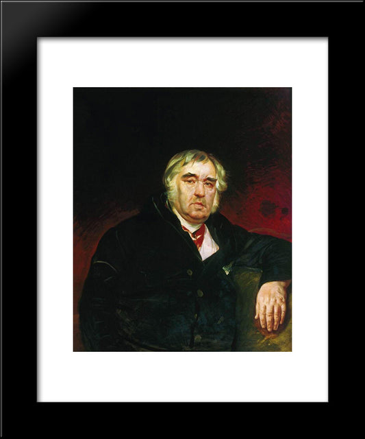 Portrait Of I. A. Krylov 20x24 Black Modern Wood Framed Art Print Poster by Bryullov, Karl