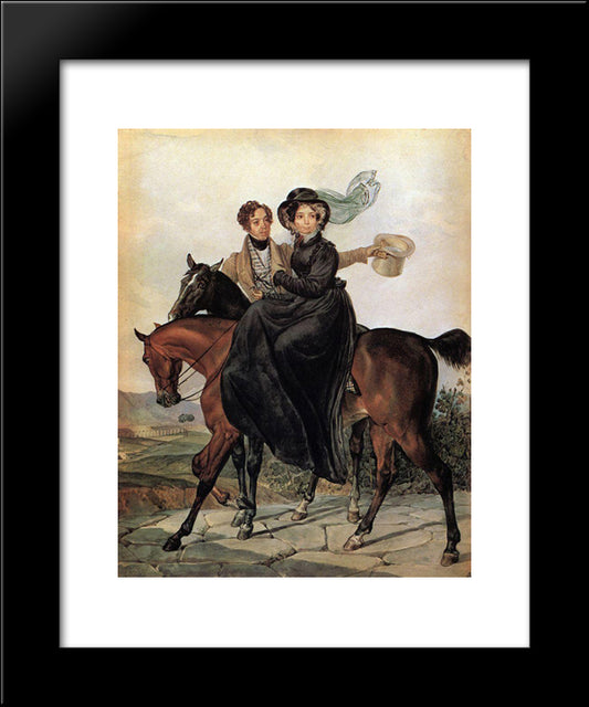 Portrait Of K. A. And M. Ya. Narishkin 20x24 Black Modern Wood Framed Art Print Poster by Bryullov, Karl