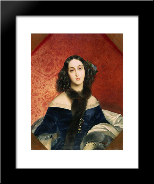 Portrait Of M. A. Beck 20x24 Black Modern Wood Framed Art Print Poster by Bryullov, Karl