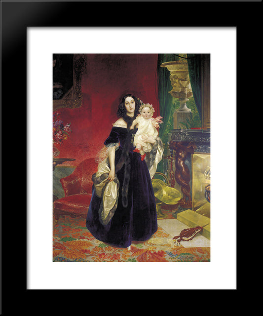 Portrait Of M. A. Beck And Her Daughter M.I. Beck 20x24 Black Modern Wood Framed Art Print Poster by Bryullov, Karl