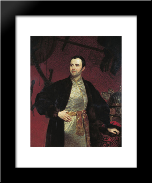 Portrait Of M. A. Obolensky 20x24 Black Modern Wood Framed Art Print Poster by Bryullov, Karl