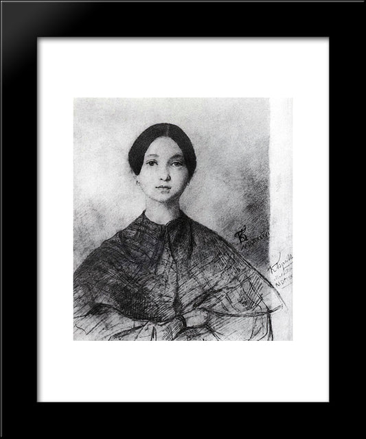 Portrait Of P. Sokolova, The Artist'S Sister 20x24 Black Modern Wood Framed Art Print Poster by Bryullov, Karl