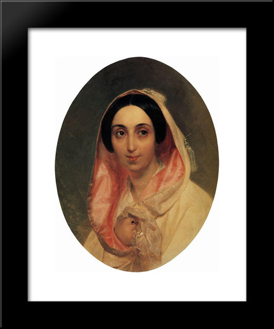 Portrait Of Princess A. A. Bagration 20x24 Black Modern Wood Framed Art Print Poster by Bryullov, Karl