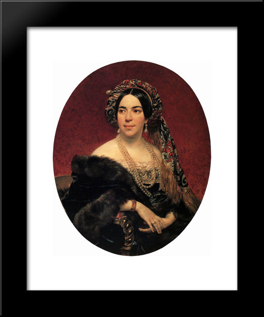 Portrait Of Princess Z. A. Volkonskaya 20x24 Black Modern Wood Framed Art Print Poster by Bryullov, Karl