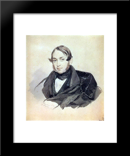 Portrait Of S. A. Sobolevsky 20x24 Black Modern Wood Framed Art Print Poster by Bryullov, Karl