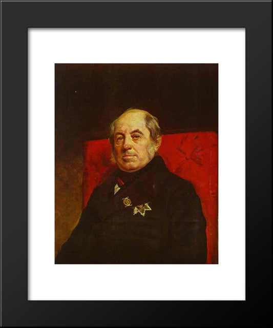 Portrait Of S. G. Likhonin 20x24 Black Modern Wood Framed Art Print Poster by Bryullov, Karl