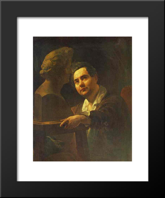 Portrait Of Sculptor I. P. Vitaly 20x24 Black Modern Wood Framed Art Print Poster by Bryullov, Karl