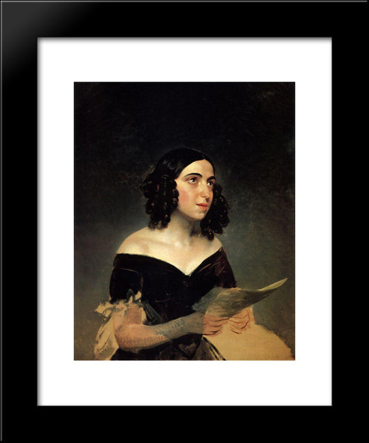 Portrait Of Singer A. Ya. Petrova 20x24 Black Modern Wood Framed Art Print Poster by Bryullov, Karl
