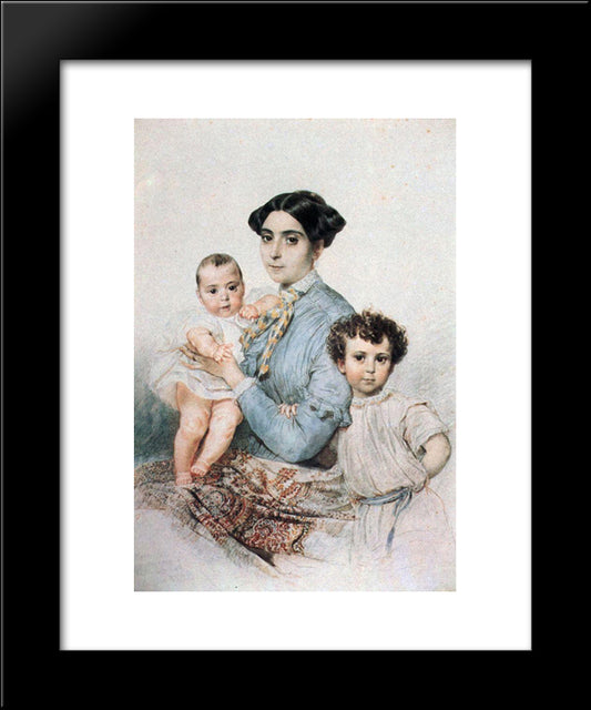 Portrait Of Teresa Michele Tittoni With Sons 20x24 Black Modern Wood Framed Art Print Poster by Bryullov, Karl