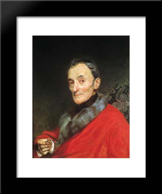 Portrait Of The Archeologist Michelangelo Lanci 20x24 Black Modern Wood Framed Art Print Poster by Bryullov, Karl
