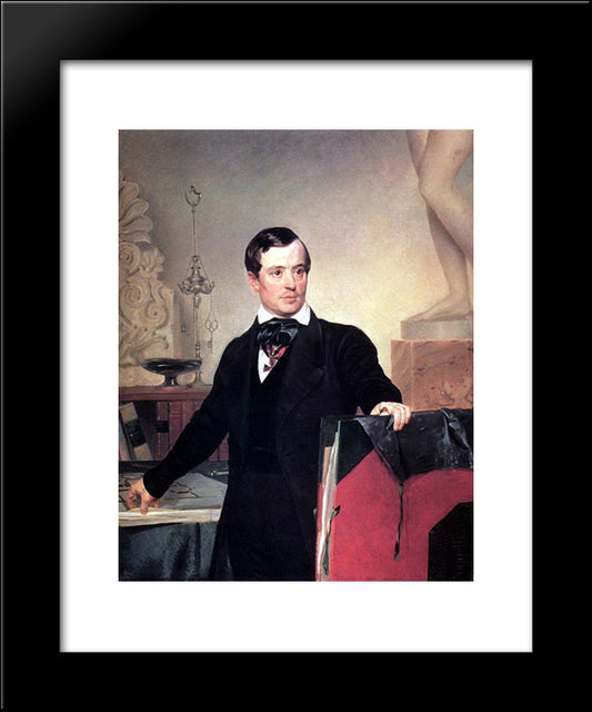 Portrait Of The Architect And Painter Alexander Brulloff 20x24 Black Modern Wood Framed Art Print Poster by Bryullov, Karl