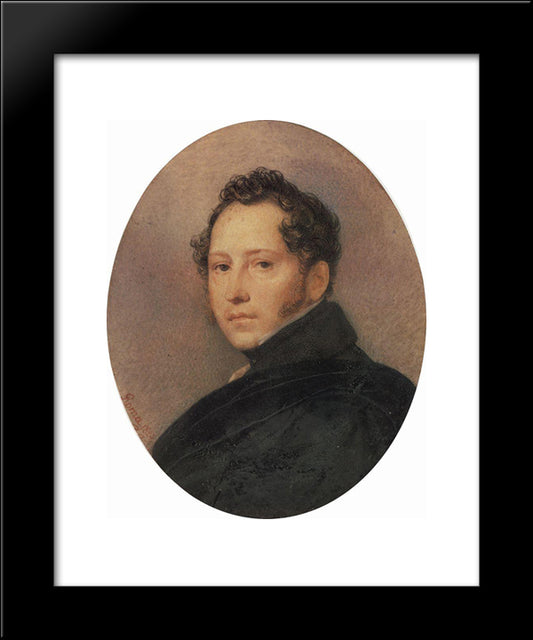 Portrait Of The Artist Sylvester Shchedrin 20x24 Black Modern Wood Framed Art Print Poster by Bryullov, Karl
