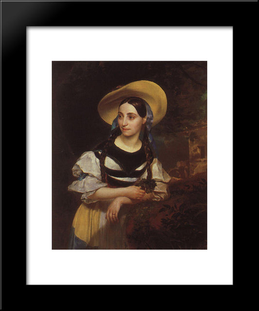 Portrait Of The Italian Singer Fanny Persiani-Tacinardi 20x24 Black Modern Wood Framed Art Print Poster by Bryullov, Karl