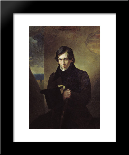 Portrait Of The Poet And Playwright Nestor Kukolnic 20x24 Black Modern Wood Framed Art Print Poster by Bryullov, Karl