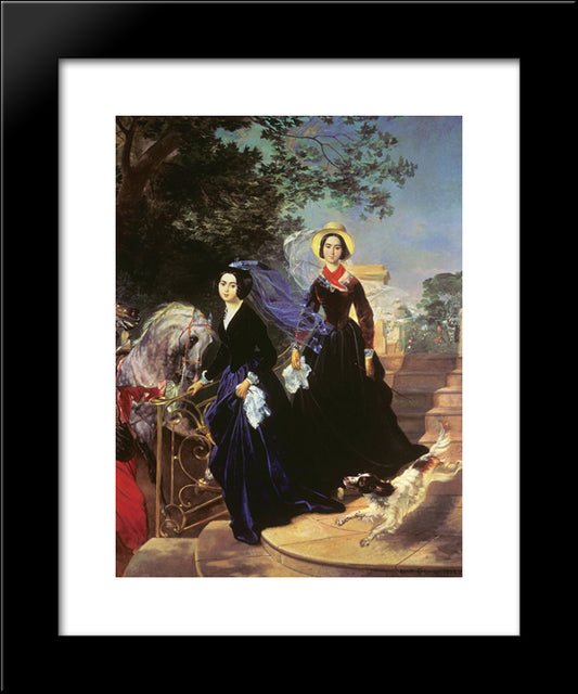 Portrait Of The Shishmariov Sisters 20x24 Black Modern Wood Framed Art Print Poster by Bryullov, Karl