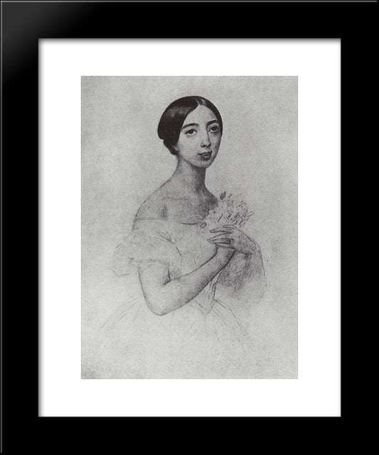 Portrait Of The Singer Pauline Viardot Garcia 20x24 Black Modern Wood Framed Art Print Poster by Bryullov, Karl